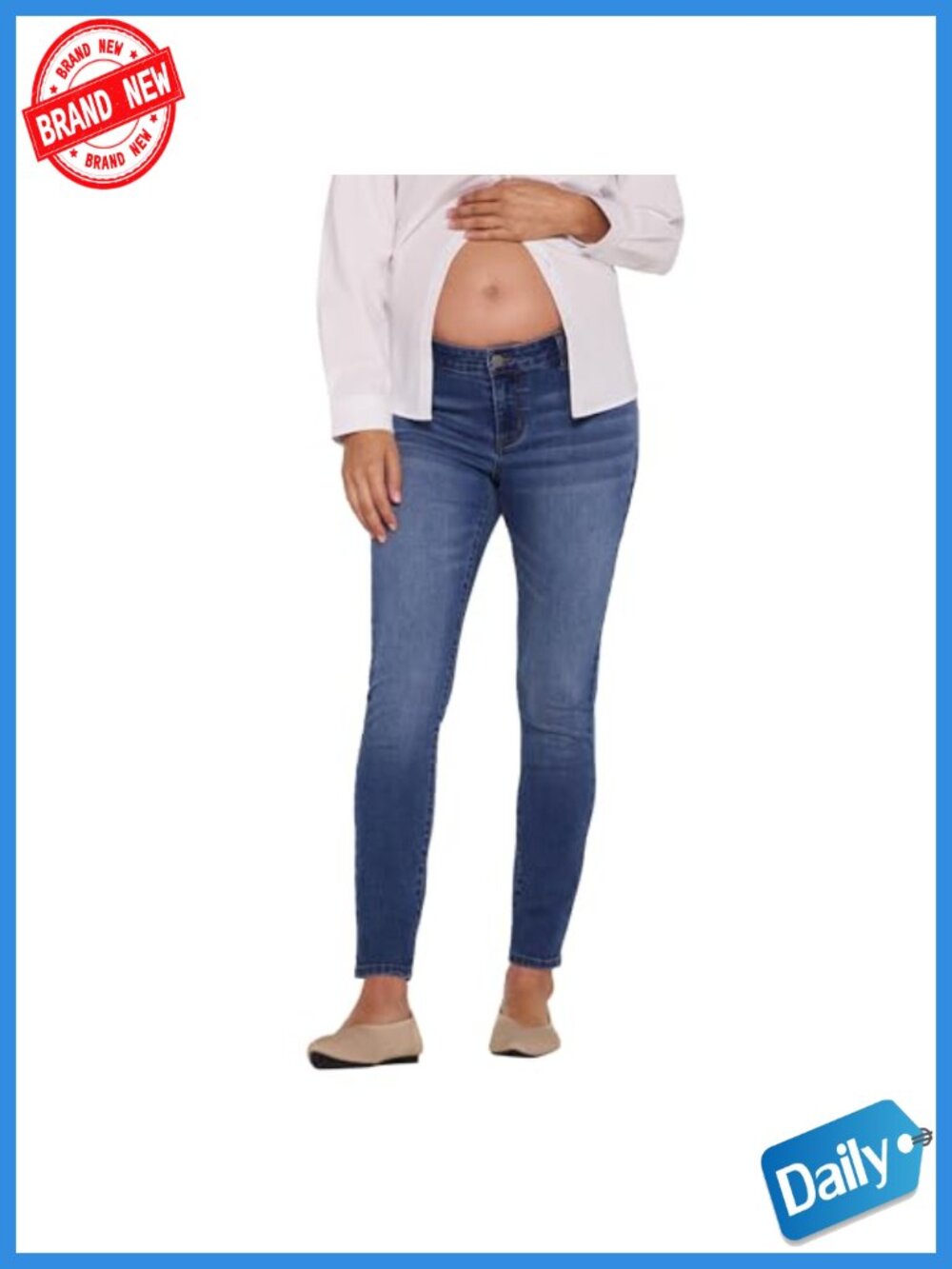 Maternity Skinny Ankle Jeans Under Belly Side Elastic Panels